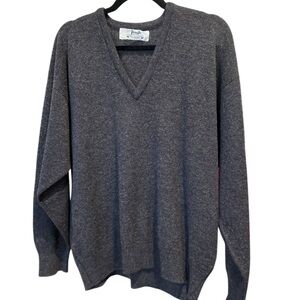 Pringle of Scotland Gray V-Neck Sweater Relaxed Fit 100% Wool